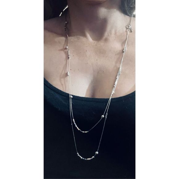 SILVER LAYERED BOHO BALL NECKLACE - Picture 2 of 7